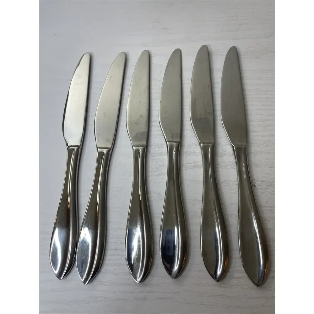 Lot of 6 Cuisinart Irais CF-01-C45 Stainless Dinner Knives Replacement Flatware